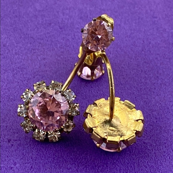 💛 Elegant Gold Plated Pink Crystal Earrings - Picture 5 of 5